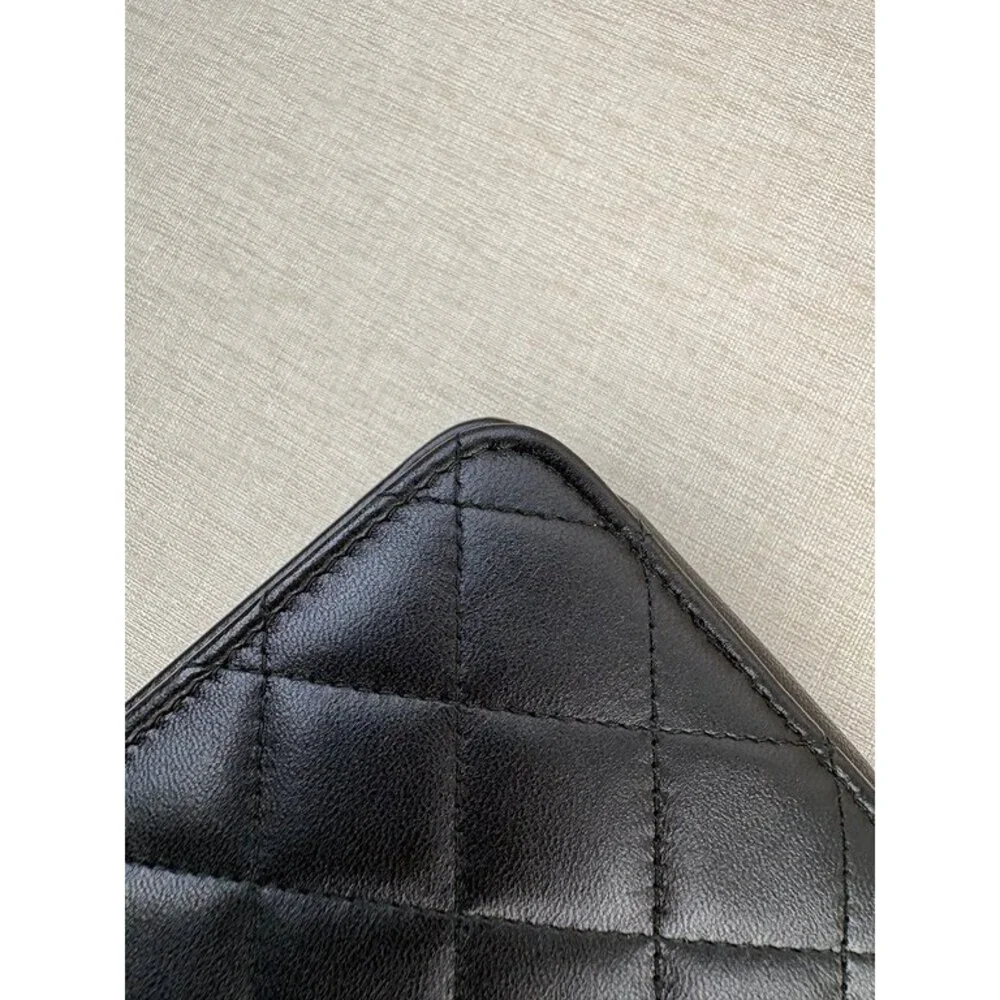 CHANEL Black Lambskin Trendy CC Wallet on Chain GHW
